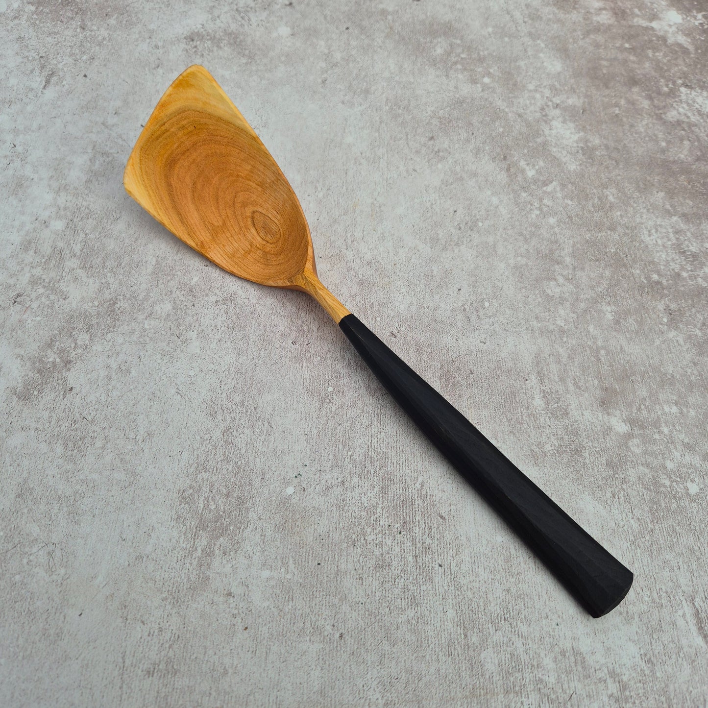 Onyx Black Asymmetric Cooking Spoon ~ Wild Cherry