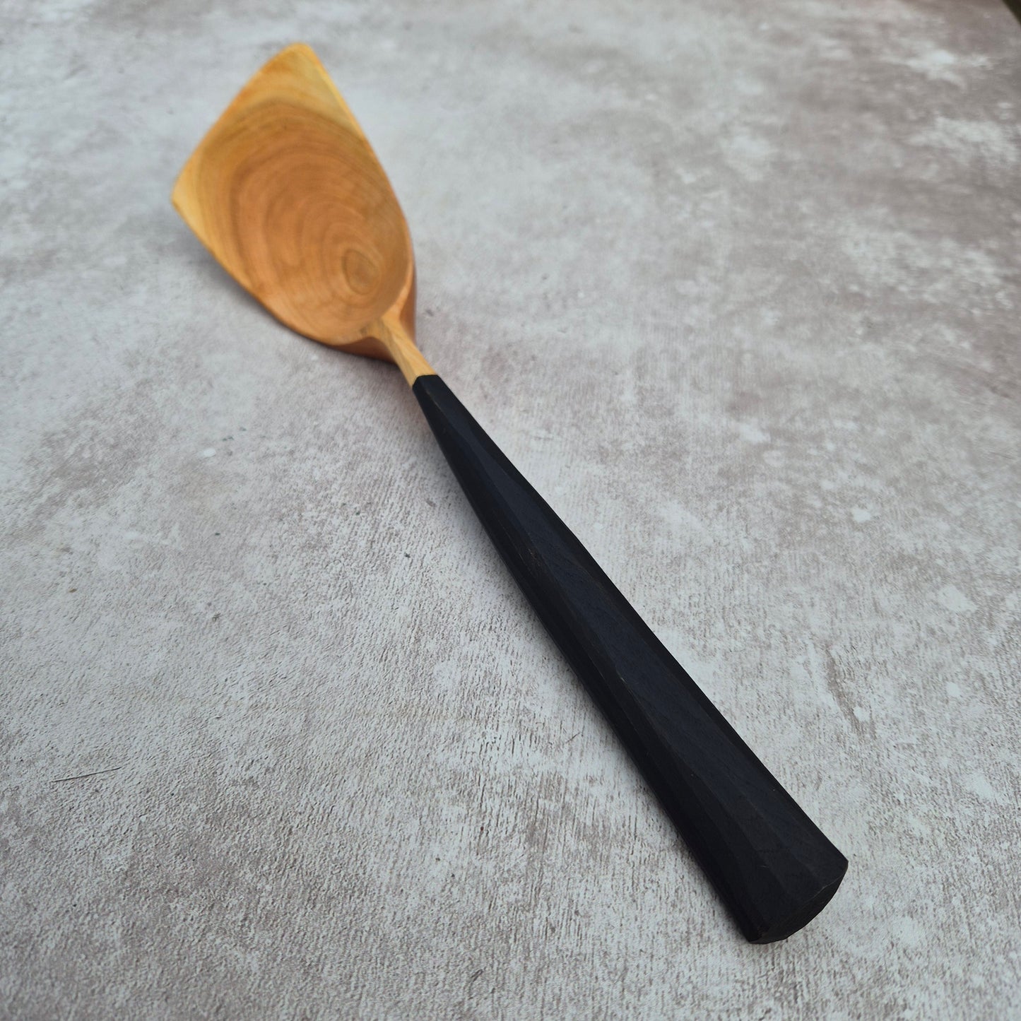 Onyx Black Asymmetric Cooking Spoon ~ Wild Cherry