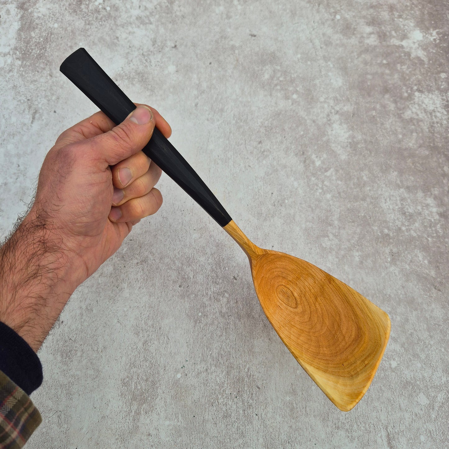 Onyx Black Asymmetric Cooking Spoon ~ Wild Cherry