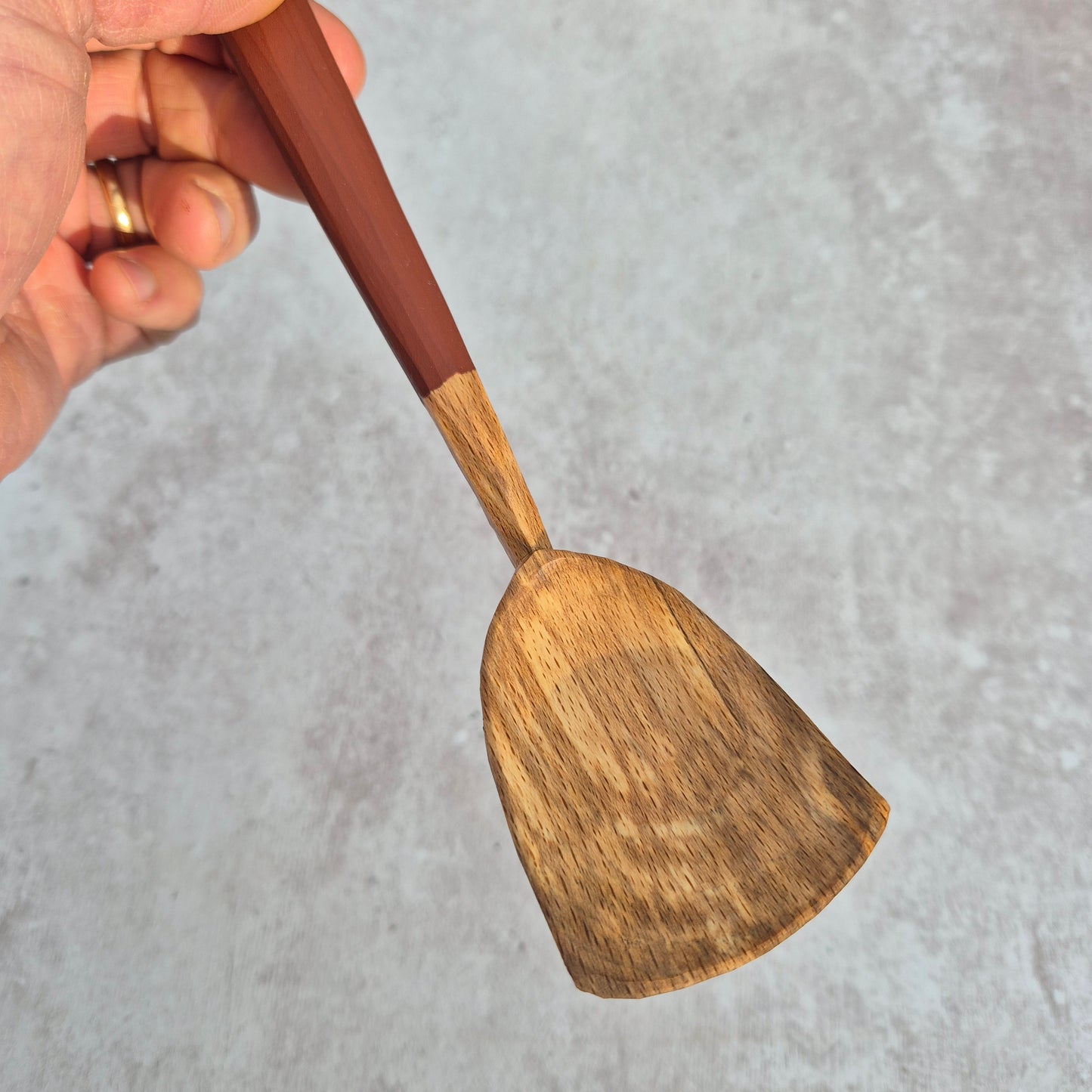Ochre Red 'Shield' Cooking Spoon ~ Beech