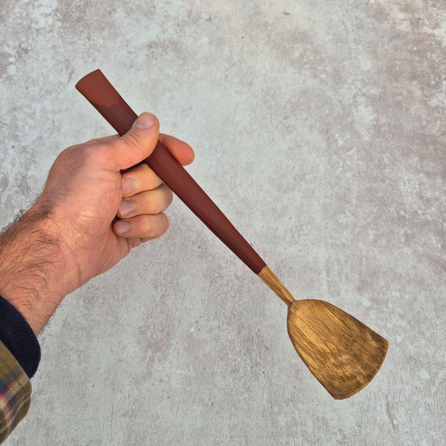 Ochre Red 'Shield' Cooking Spoon ~ Beech