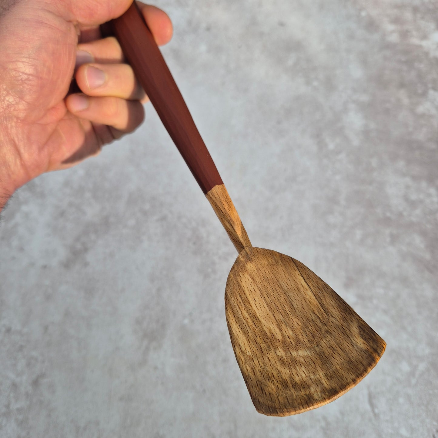 Ochre Red 'Shield' Cooking Spoon ~ Beech