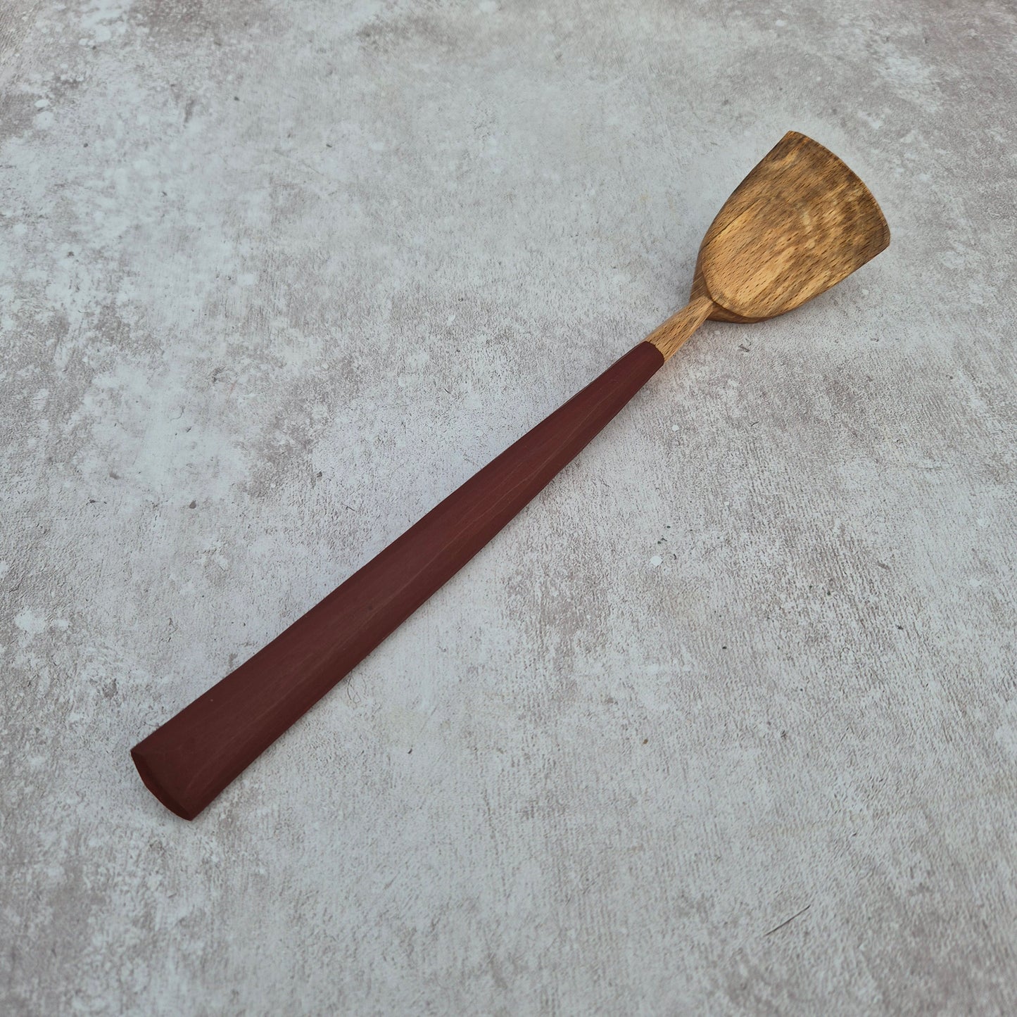 Ochre Red 'Shield' Cooking Spoon ~ Beech