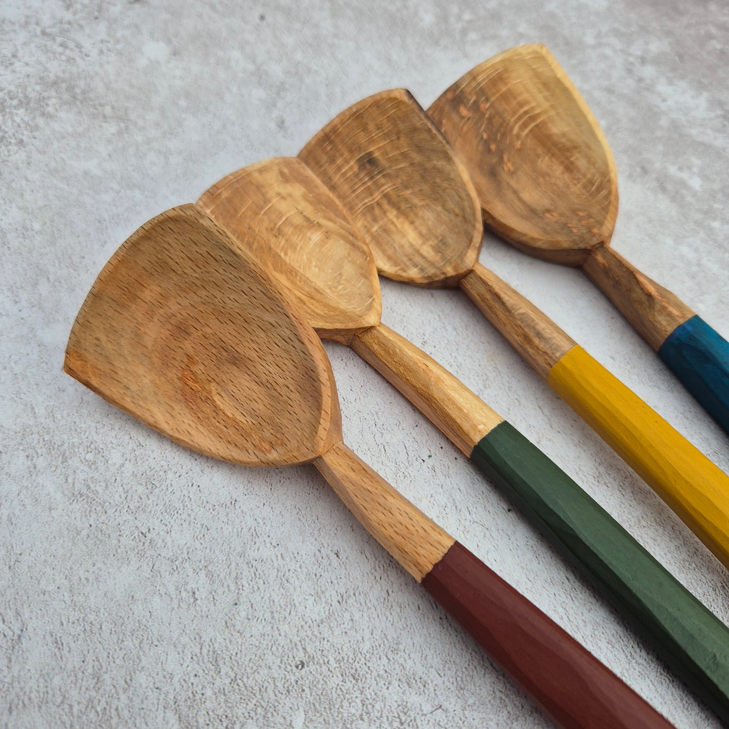 Beech 'Shield' Cooking Spoon ~ Ochre Red