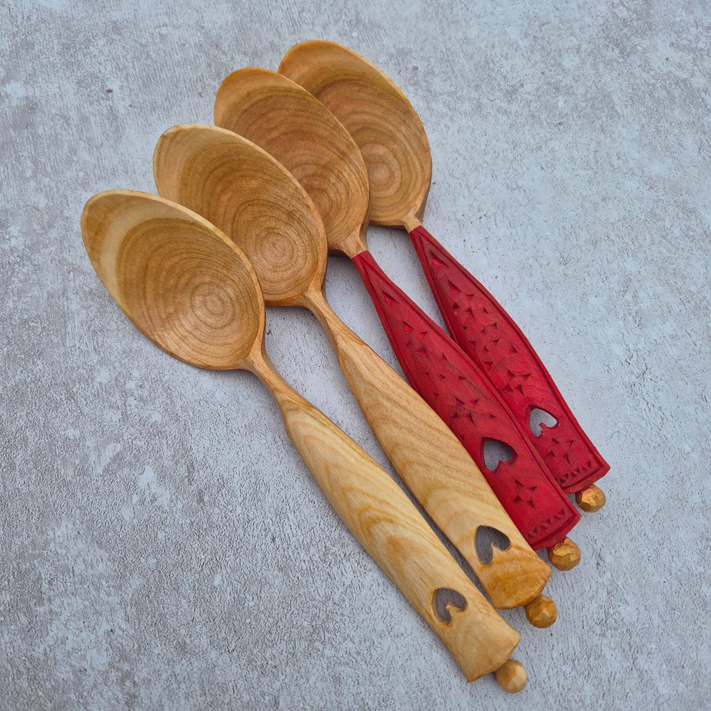 Love Spoon ~ Chipcarved Folk Pattern ~ Scarlet Red II