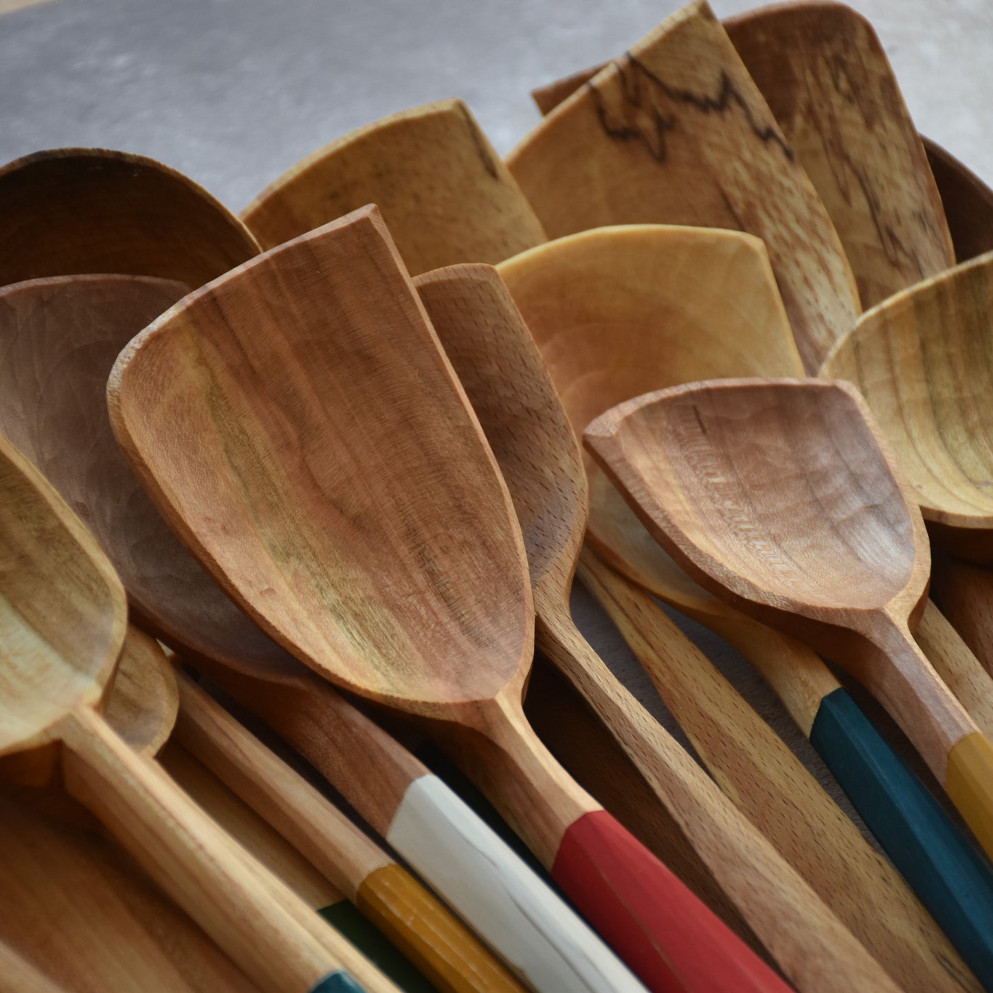 Ochre Red 'Shield' Cooking Spoon ~ Beech