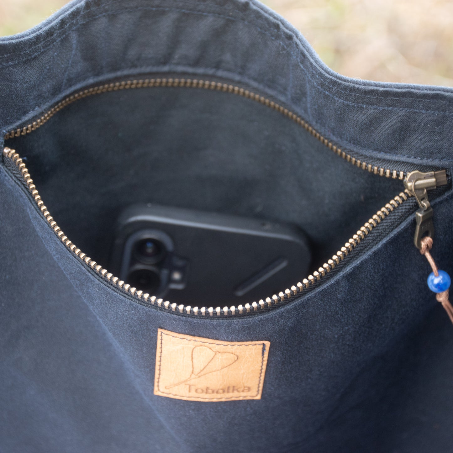 Waxed Canvas Large Bag ~ Deep Blue