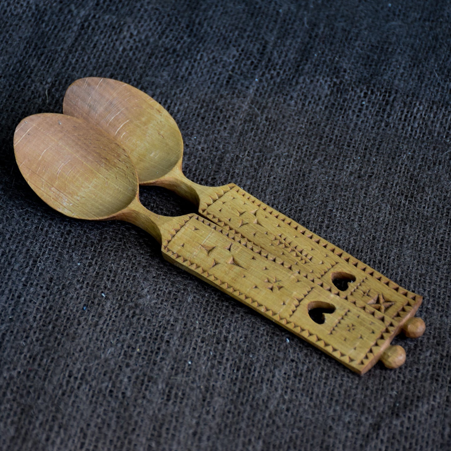 Pair of Love Spoons ~ Folk Art Pattern