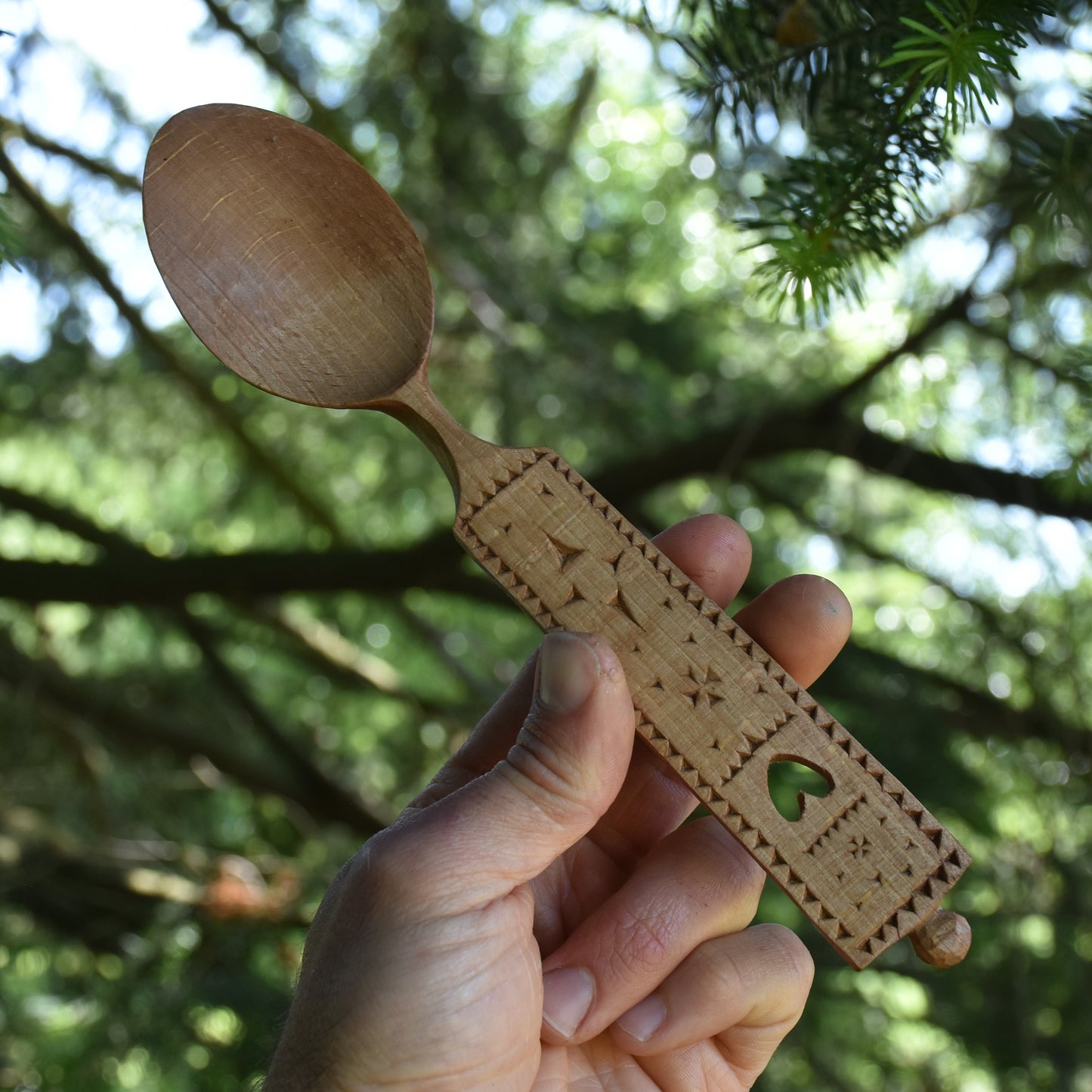 Pair of Love Spoons ~ Folk Art Pattern