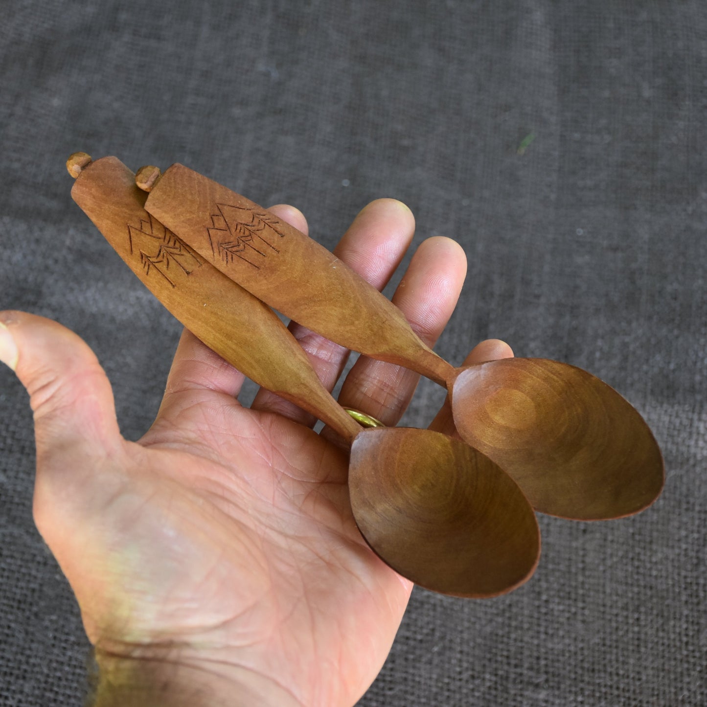 Roasted Eating Spoon ~ Wooded Mountain Scene