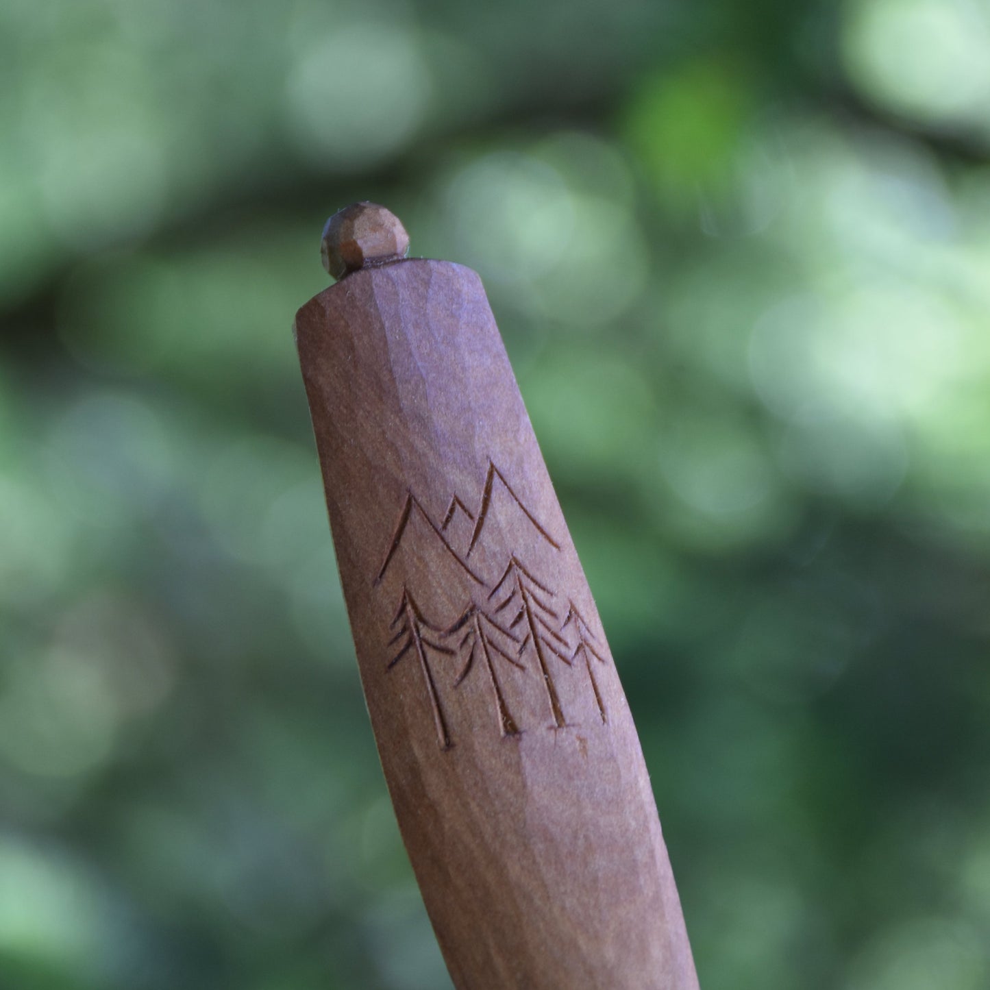 Pair of Couple's Spoons ~ Wooded Mountain Scene