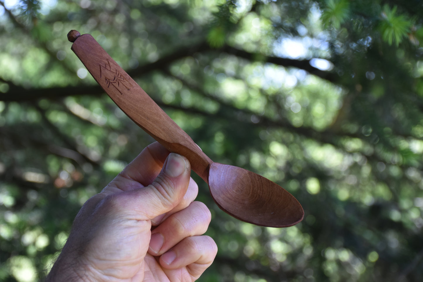 Pair of Couple's Spoons ~ Wooded Mountain Scene