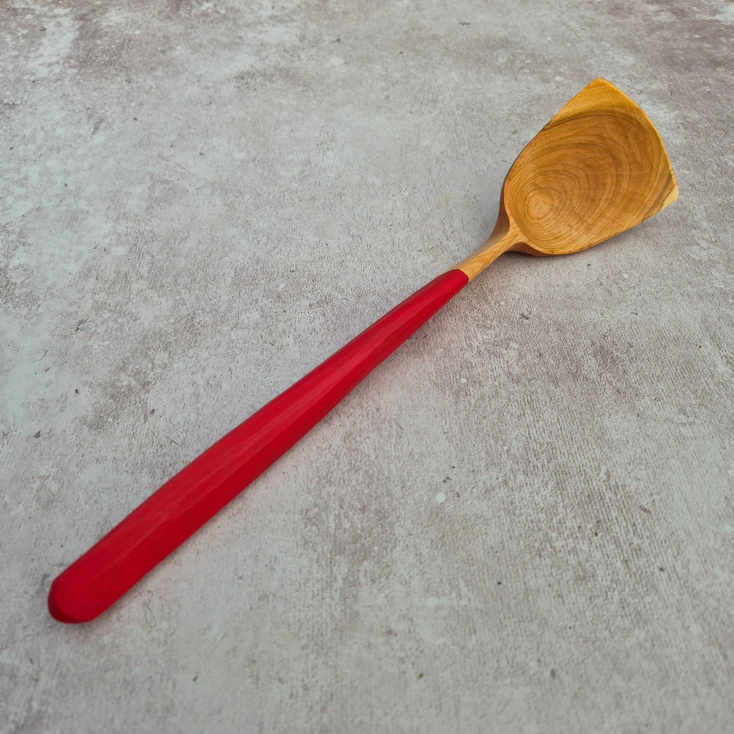 Hand carved Cooking Spoon with red milk paint