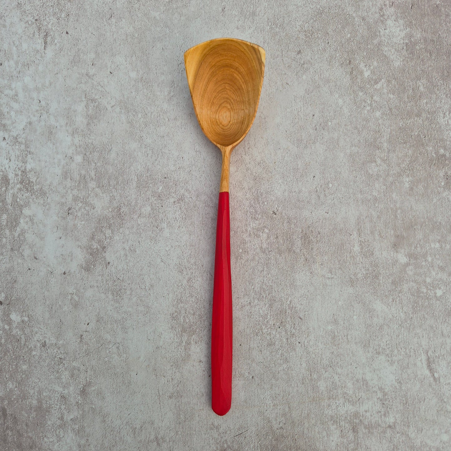 Hand carved Cooking Spoon with red milk paint