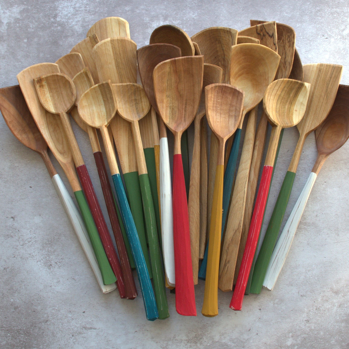 Ochre Red 'Shield' Cooking Spoon ~ Beech