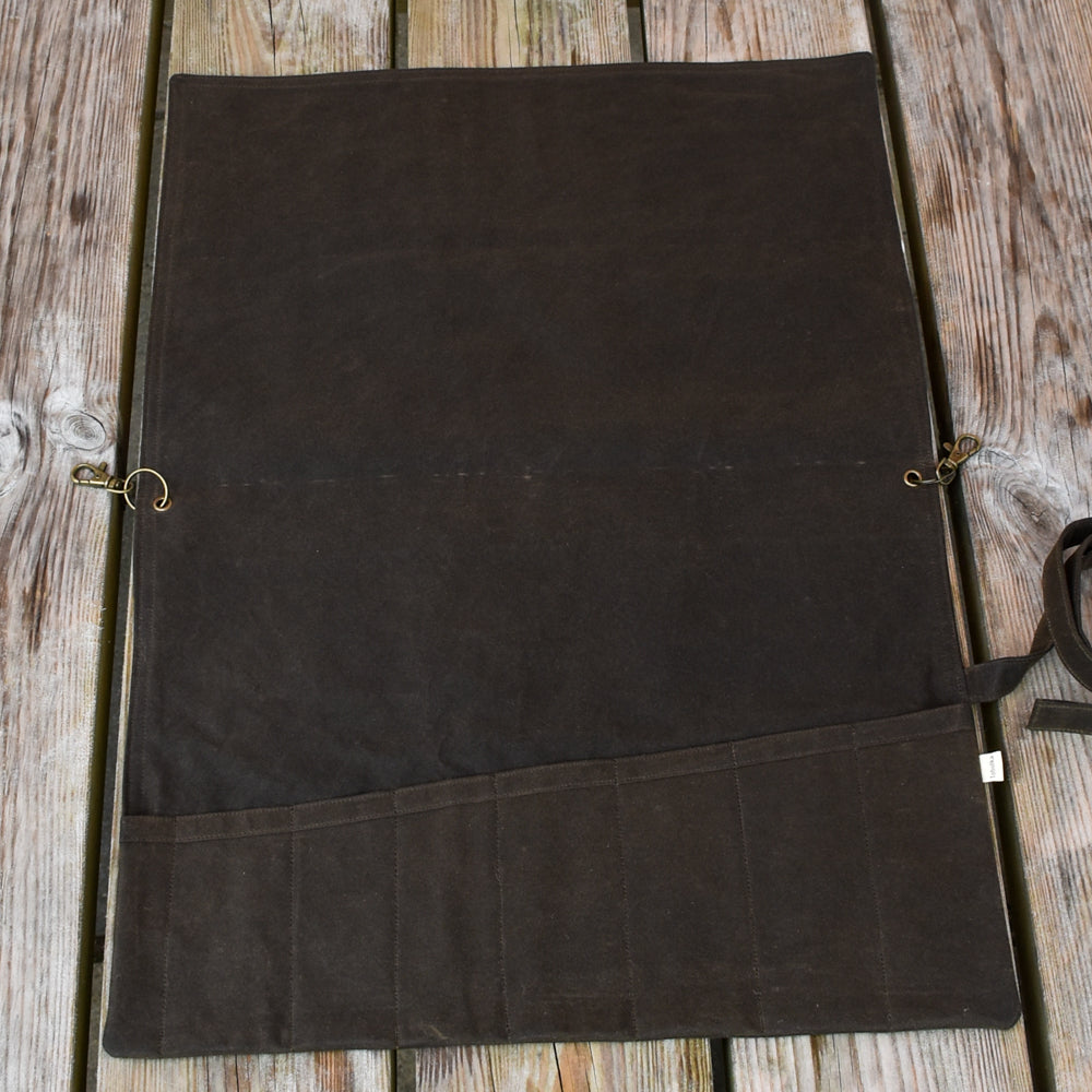 Waxed Canvas Tool Roll ~ Olive Green