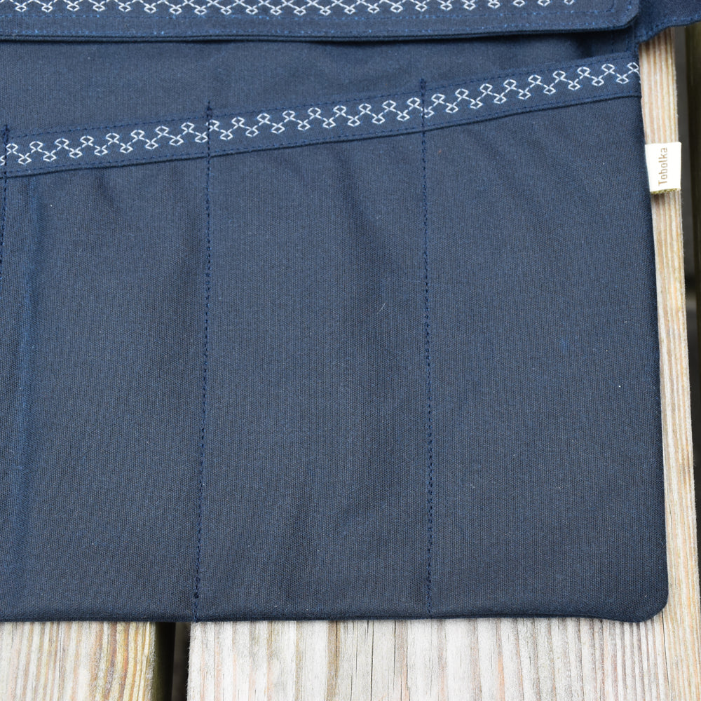 Waxed Canvas Tool Roll ~ Deep Blue ~ Embroidered