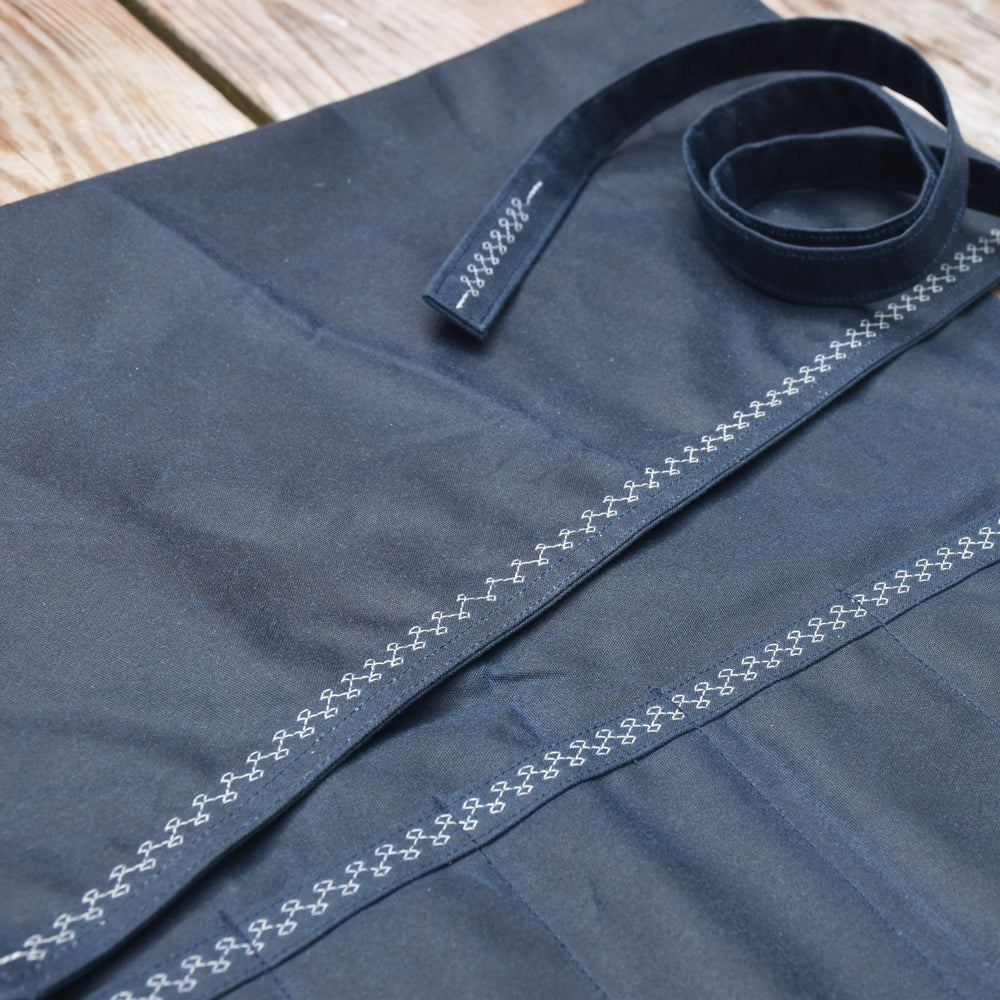 Waxed Canvas Tool Roll ~ Deep Blue ~ Embroidered