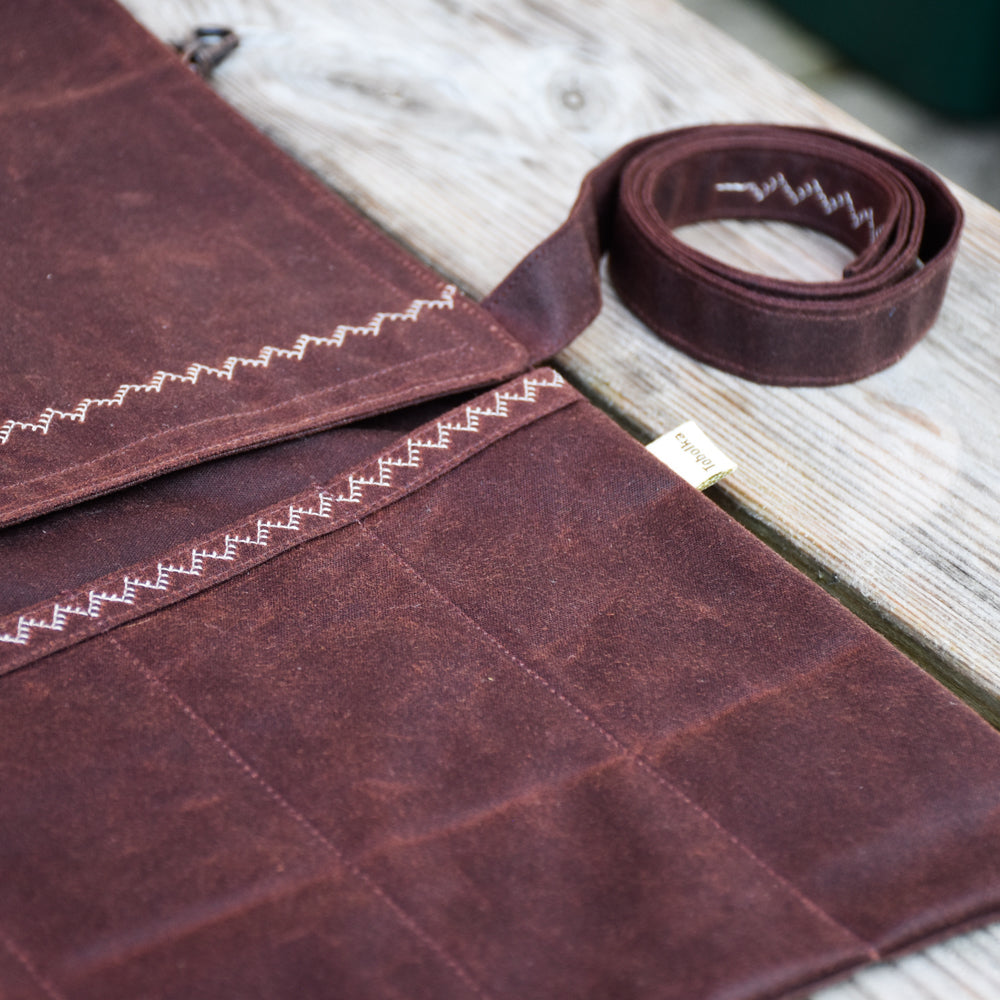 Waxed Canvas Tool Roll ~ Chestnut Brown ~ Embroidered