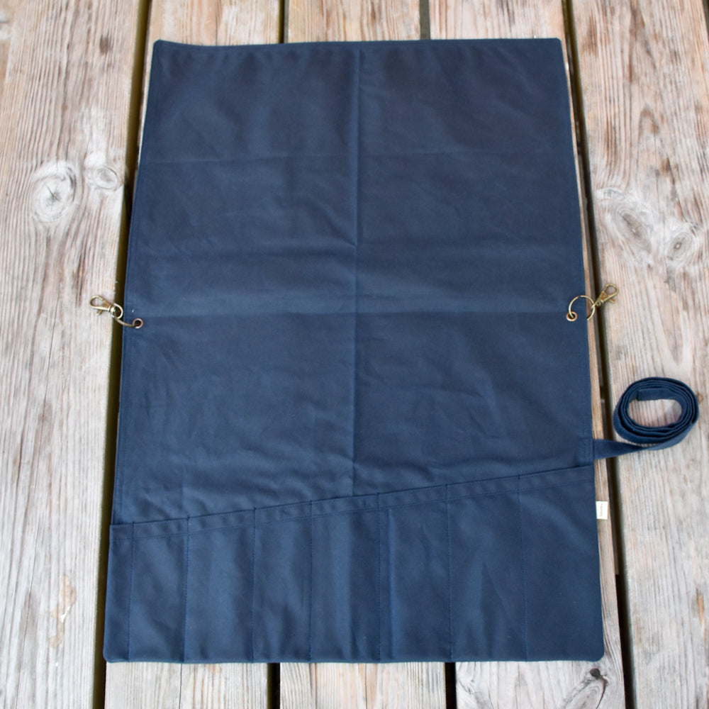 Waxed Canvas Tool Roll ~ Deep Blue