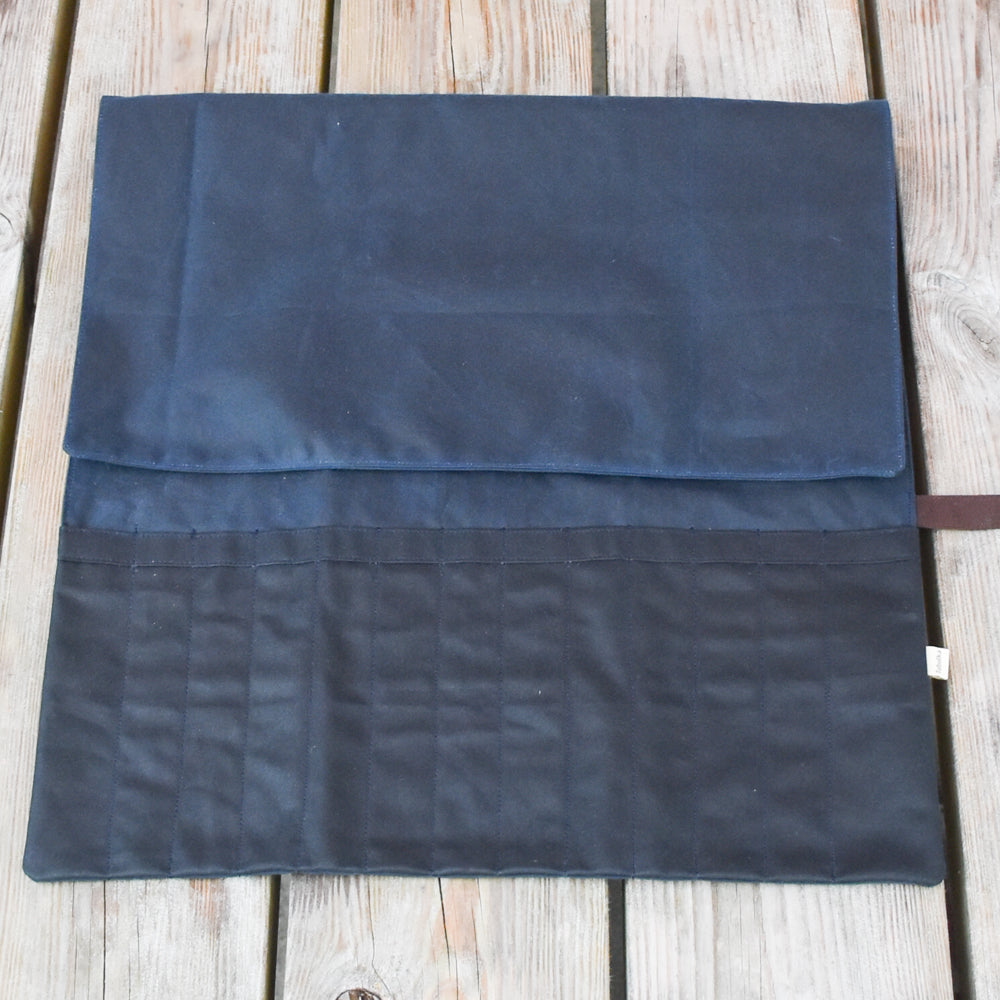 Waxed Canvas Tool Roll ~ Chisels & Gouges ~ Blue