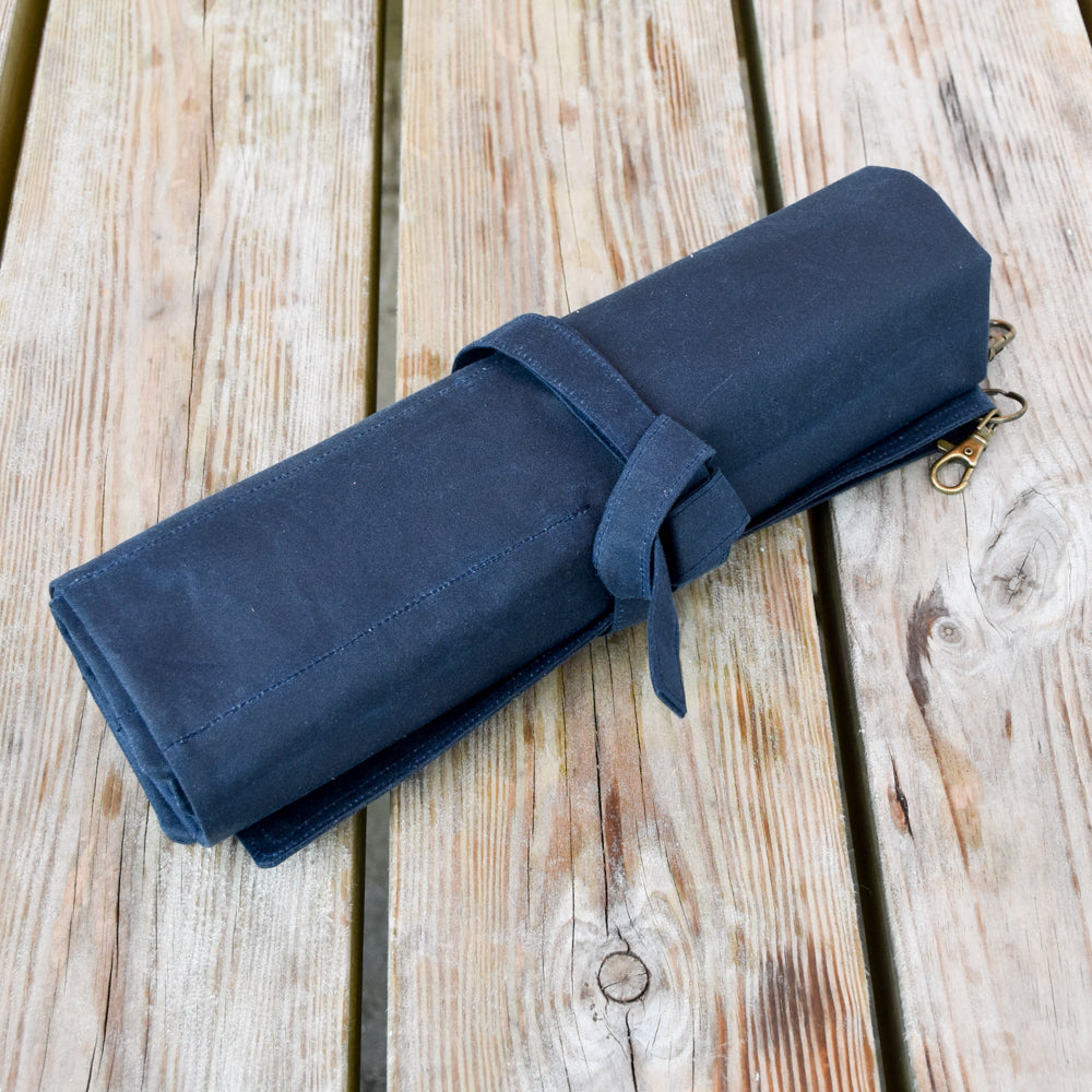 Waxed Canvas Tool Roll ~ Deep Blue