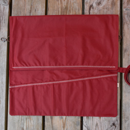 Waxed Canvas Tool Roll ~ Red ~ Embroidered