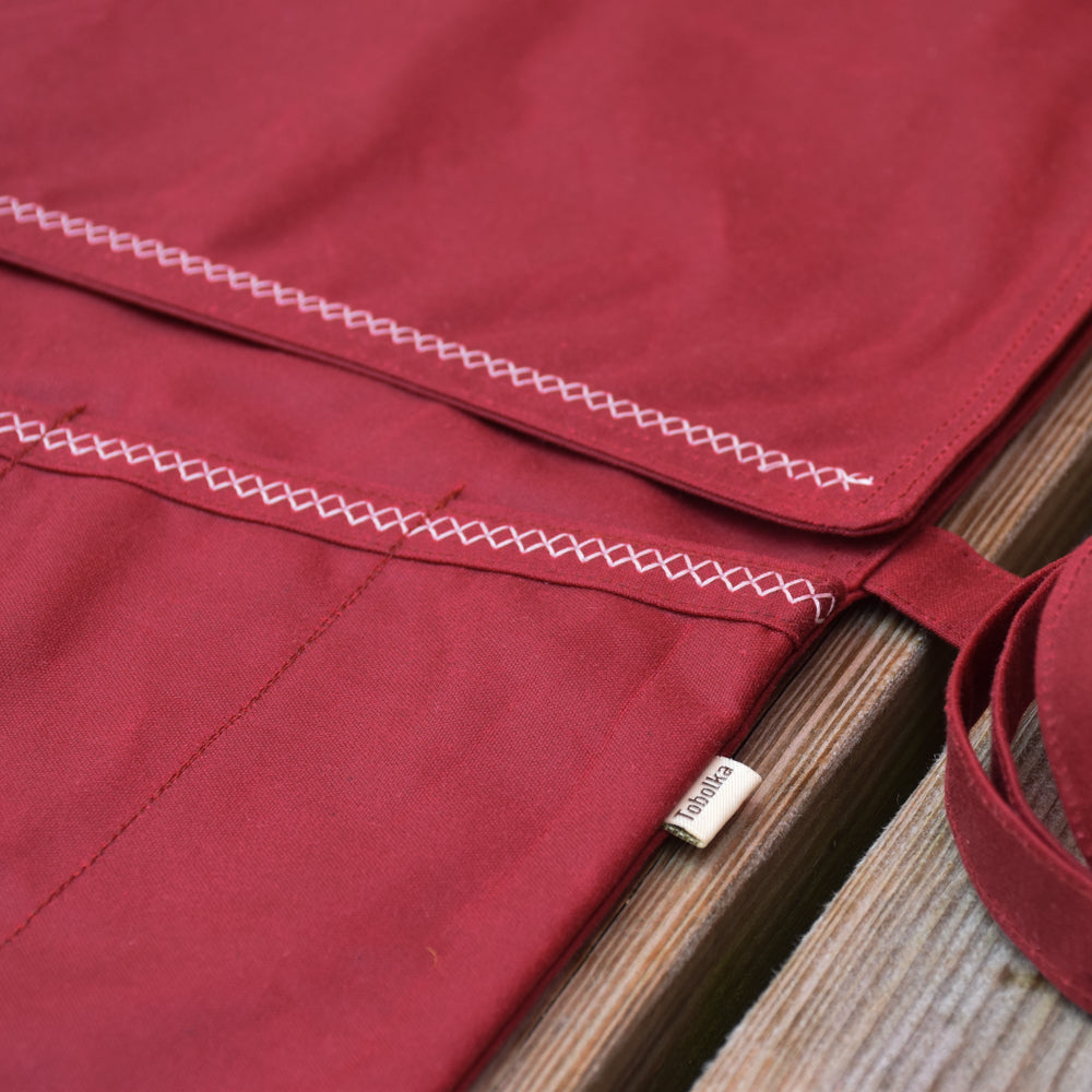 Waxed Canvas Tool Roll ~ Red ~ Embroidered