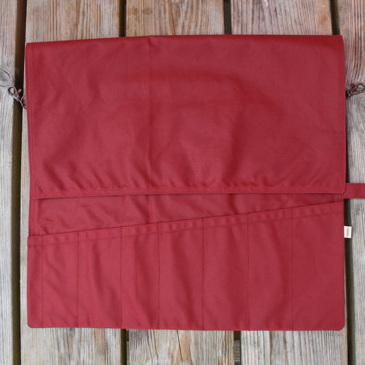 Waxed Canvas Tool Roll ~ Red