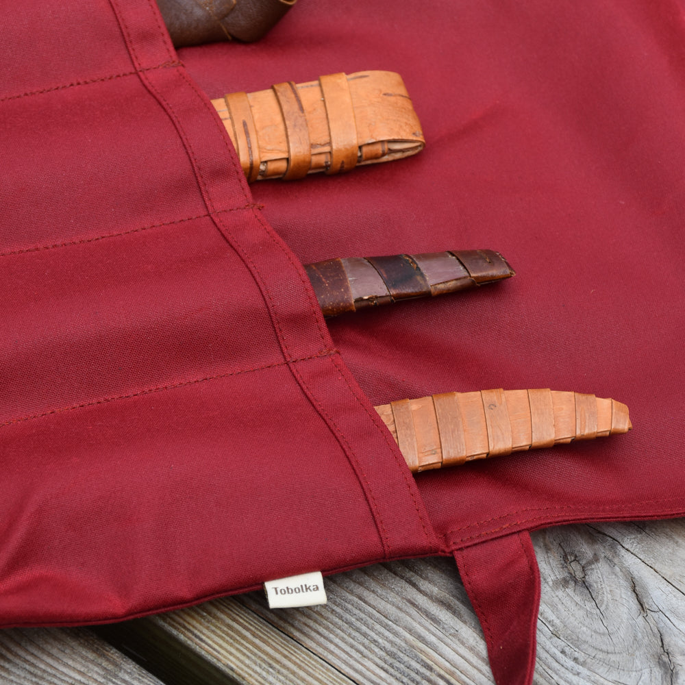 Waxed Canvas Tool Roll ~ Red