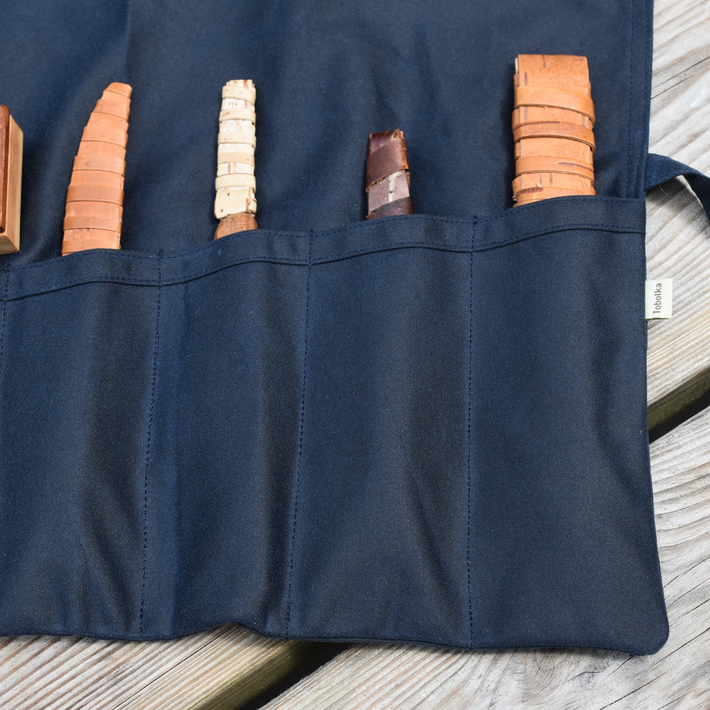 Waxed Canvas Tool Roll ~ Deep Blue