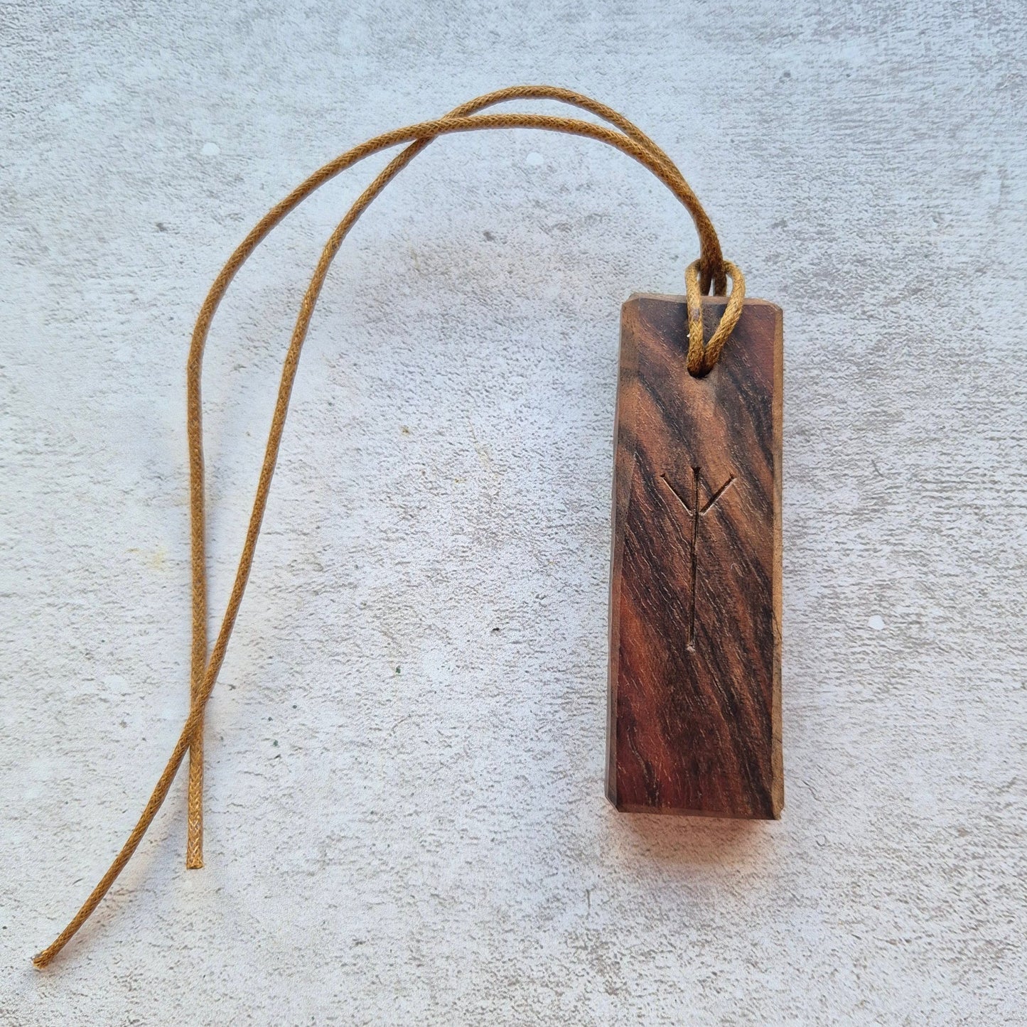 Handcarved Runic Pendant ~ 'Courage & Protection' ~ Walnut