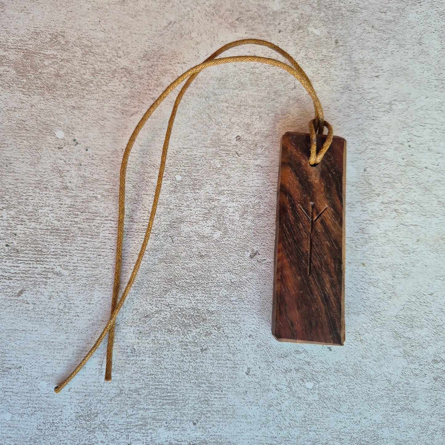 Handcarved Runic Pendant ~ 'Courage & Protection' ~ Walnut