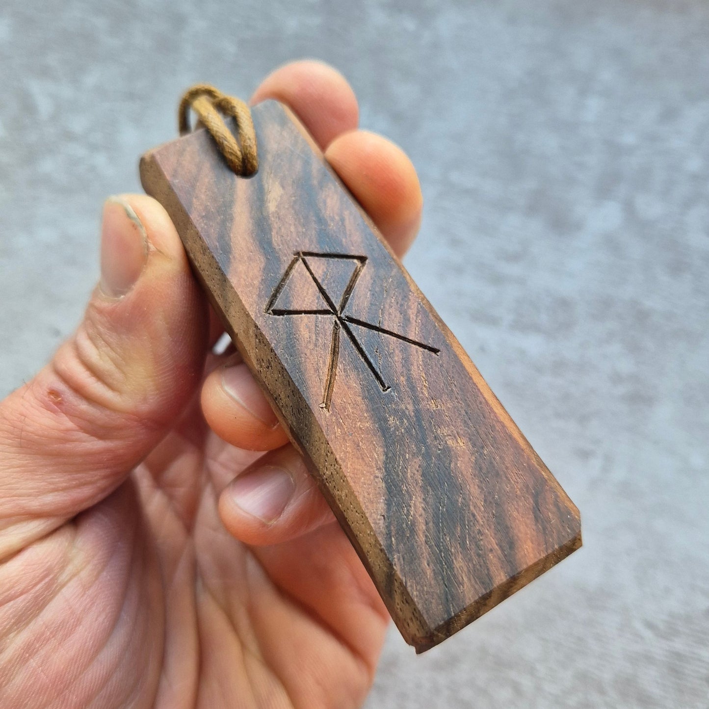 Handcarved Runic Pendant ~ 'Courage & Protection' ~ Walnut