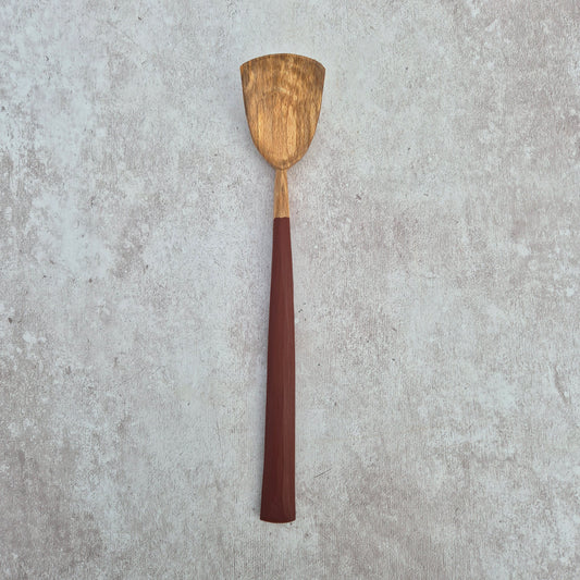 Ochre Red 'Shield' Cooking Spoon ~ Beech