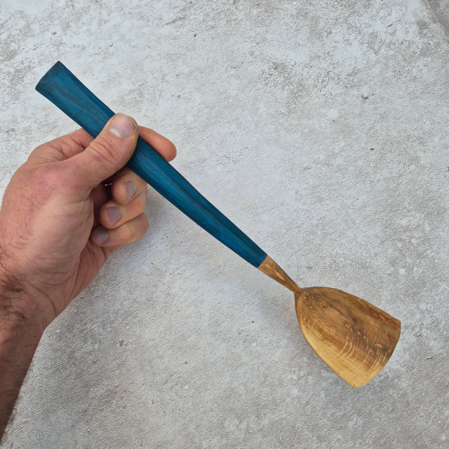 Ocean Blue Stirring Spoon ~ Beech Wood