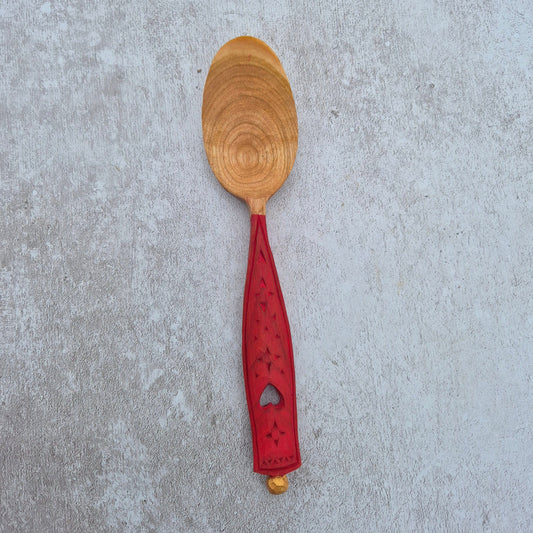 Love Spoon ~ Chipcarved Folk Pattern ~ Scarlet Red II