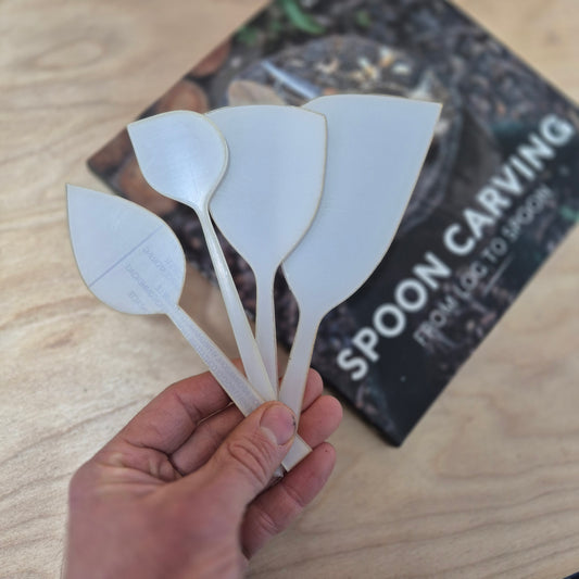 Spooncarving: From Log to Spoon (Paperback) + 4x PETG Cooking Spoon Templates