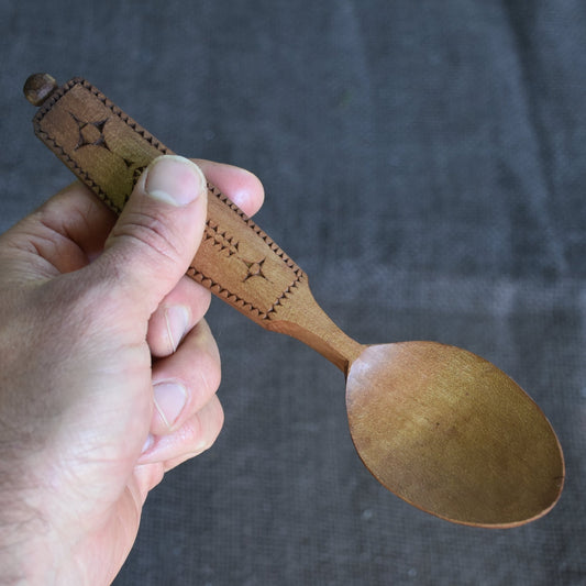 Roasted Love Spoon ~ Folk Art Pattern