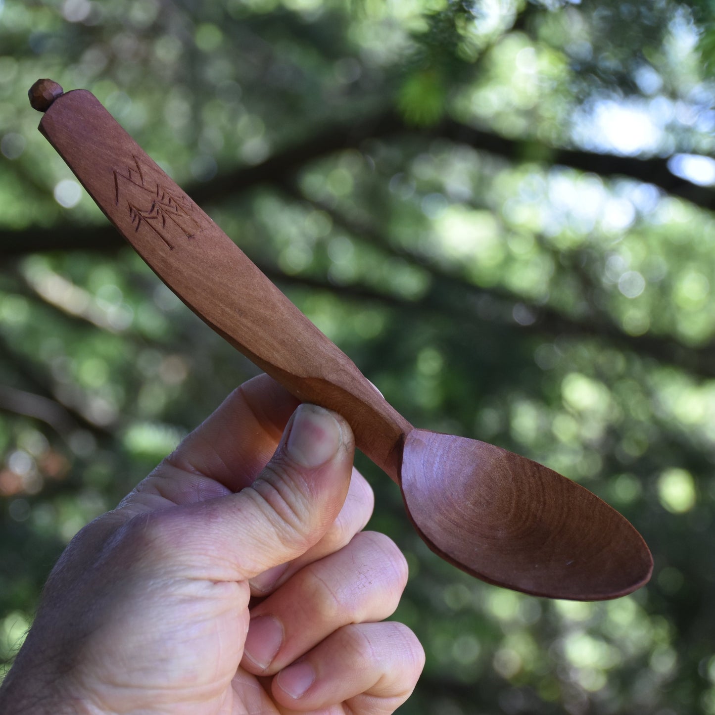 Pair of Couple's Spoons ~ Wooded Mountain Scene