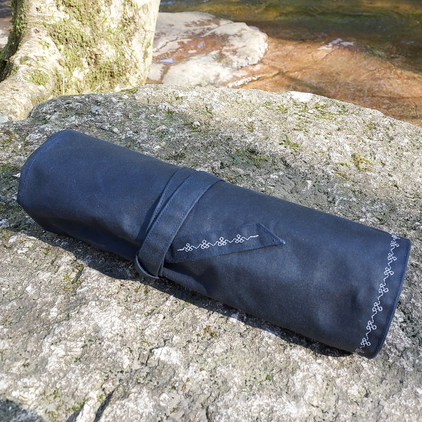 Waxed Canvas Tool Roll ~ Navy Blue ~ Embroidered