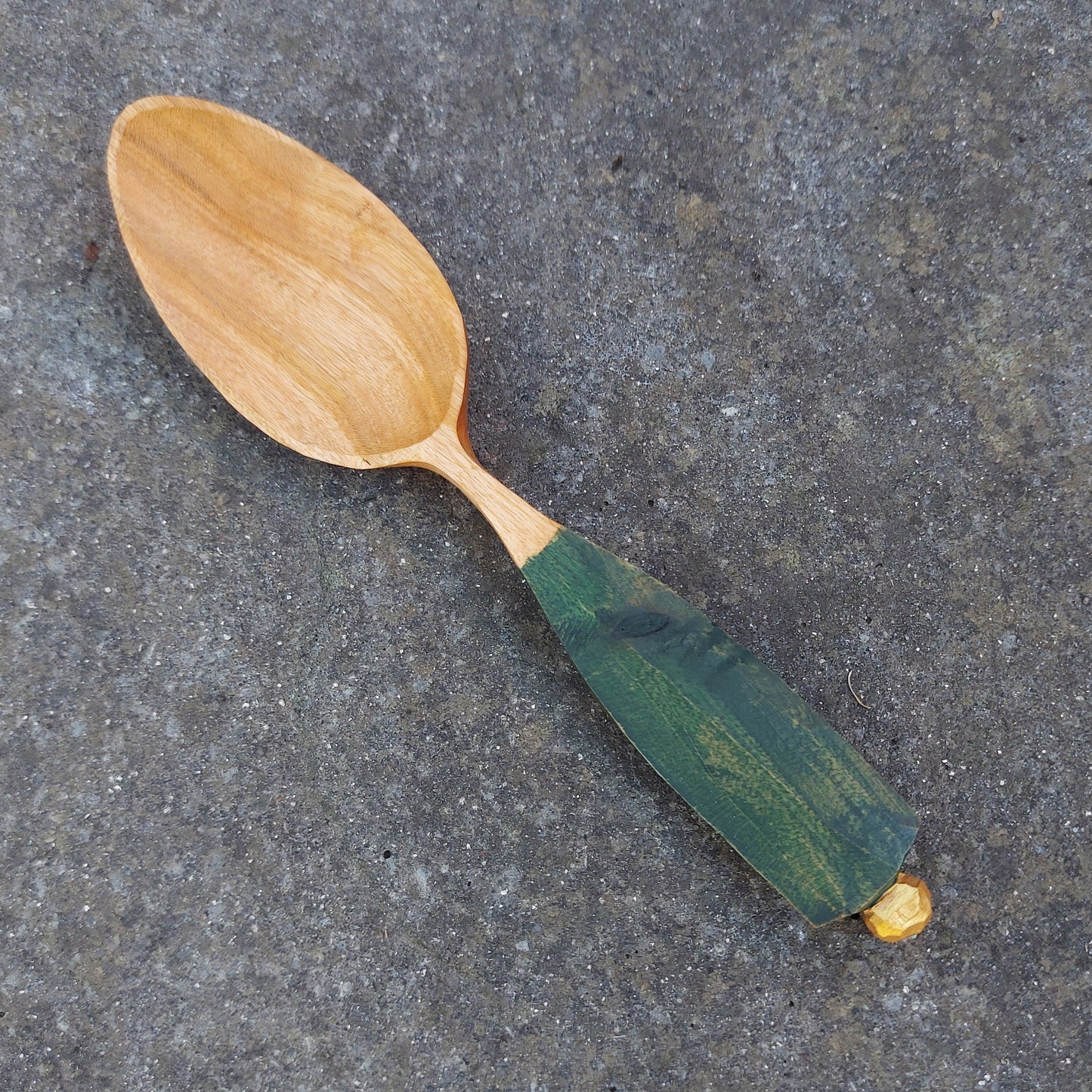 Cherry Wood Pocket Spoon ~ Forest Green