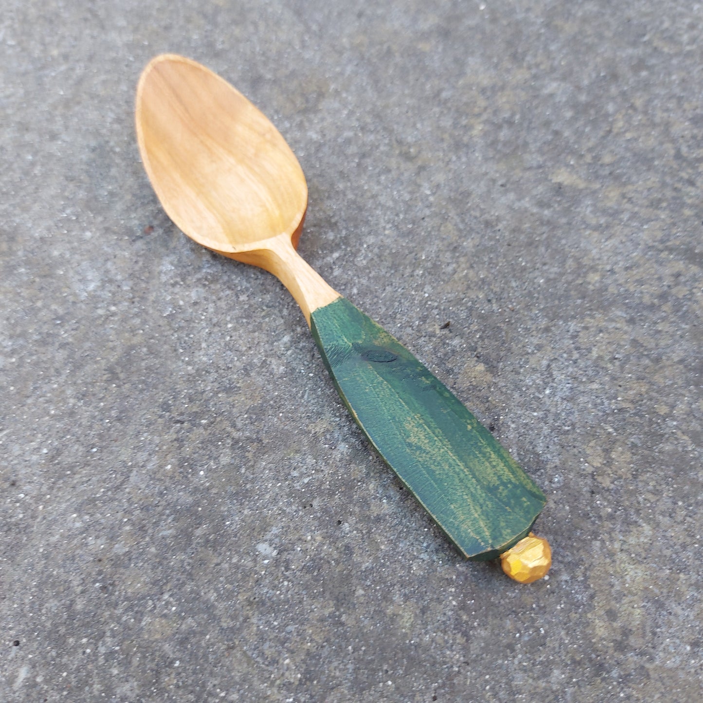 Cherry Wood Pocket Spoon ~ Forest Green