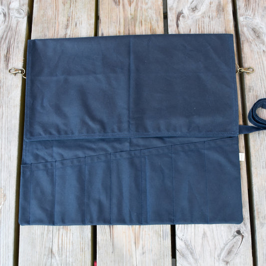 Waxed Canvas Tool Roll ~ Deep Blue