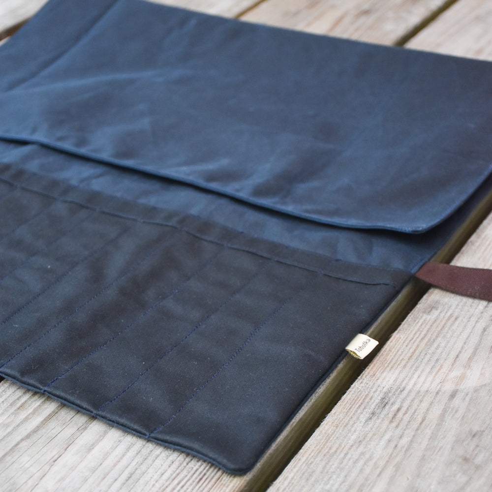 Waxed Canvas Tool Roll ~ Chisels & Gouges ~ Blue