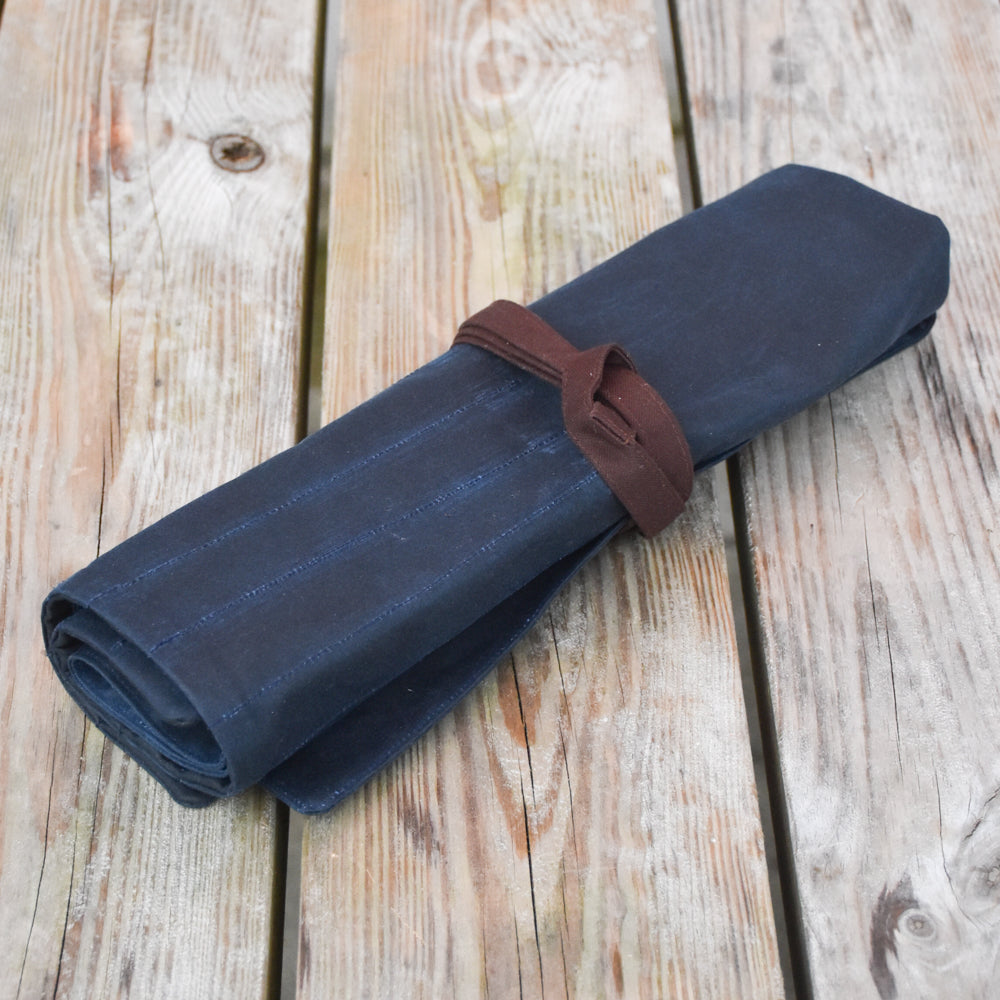 Waxed Canvas Tool Roll ~ Chisels & Gouges ~ Blue