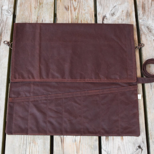 Waxed Canvas Tool Roll ~ Chestnut