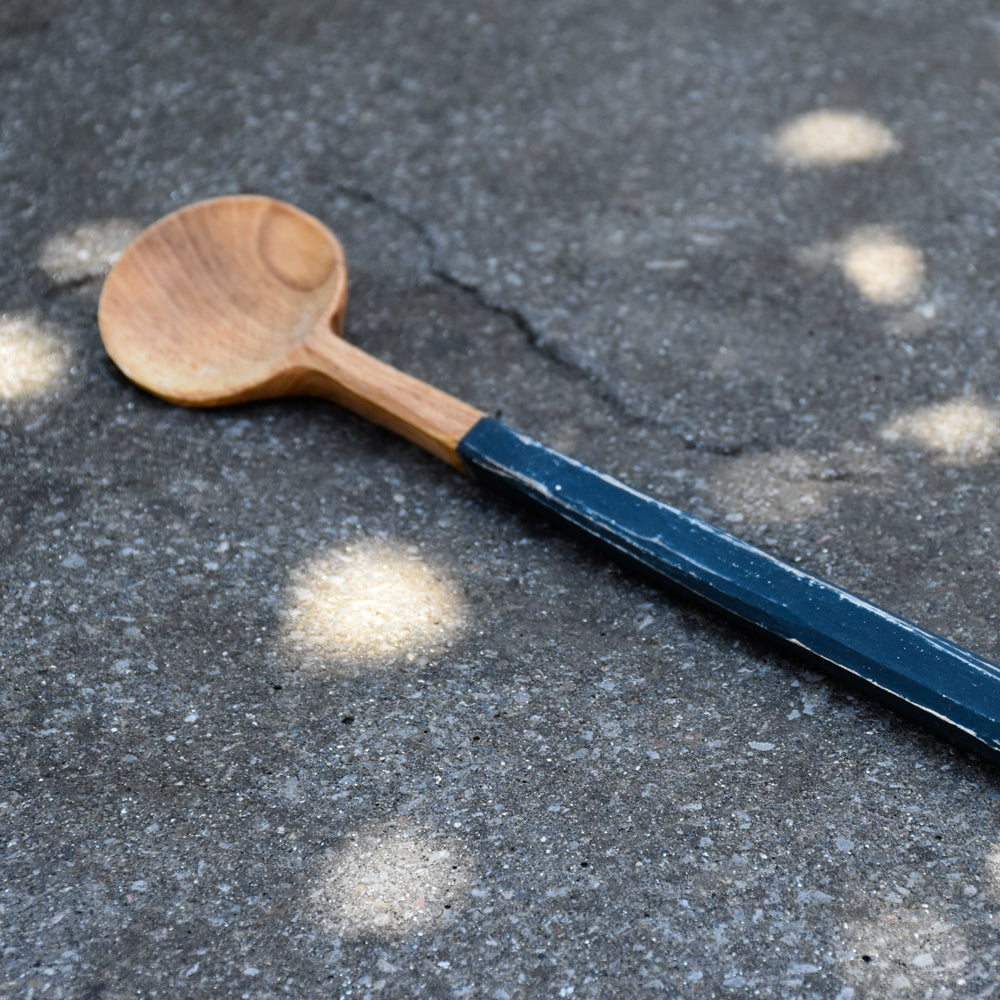 Circular Blue Cooking Spoon ~ Spalted Beech