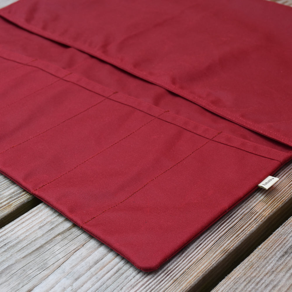 Waxed Canvas Tool Roll ~ Red