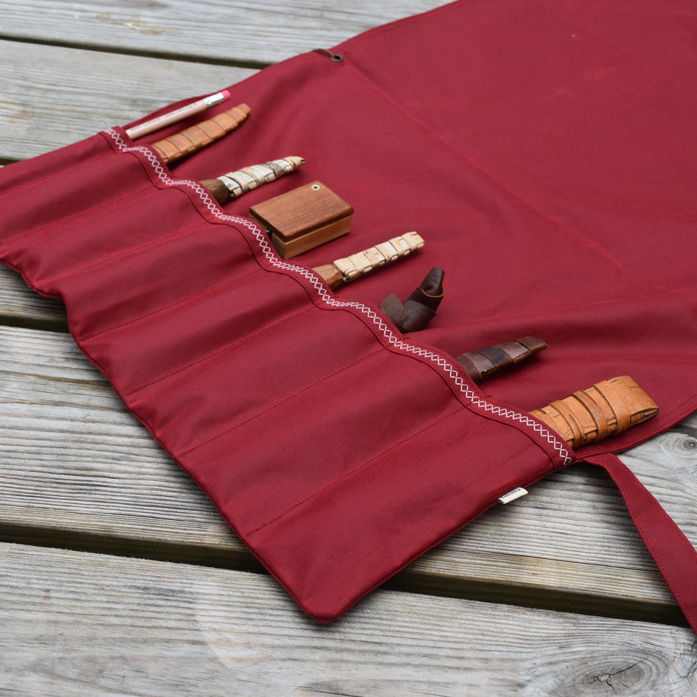Waxed Canvas Tool Roll ~ Red ~ Embroidered